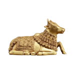 Rare Engraved Brass Nandi Statue - Sacred Bull Temple Guardian Sculpture | Jaipurio